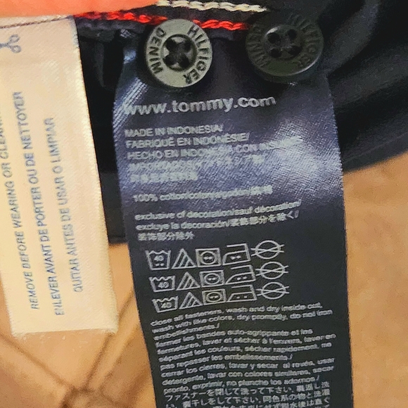 Tommy Hilfiger Denim Retro Button-Down Shirt Navy Red Stripes Logo Patches Med - Picture 10 of 10